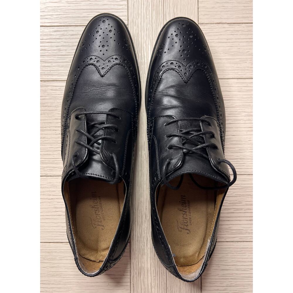 Florsheim men's preppy leather black wingtip oxford lace up dress shoes. Sz 12D